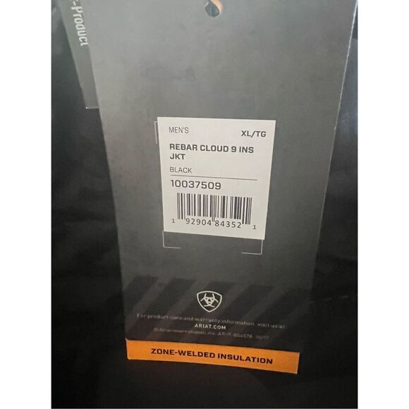 Ariat Men's Rebar Cloud 9 Insulated Hooded Full Zip Jacket Black Size XL NWT - Picture 6 of 6